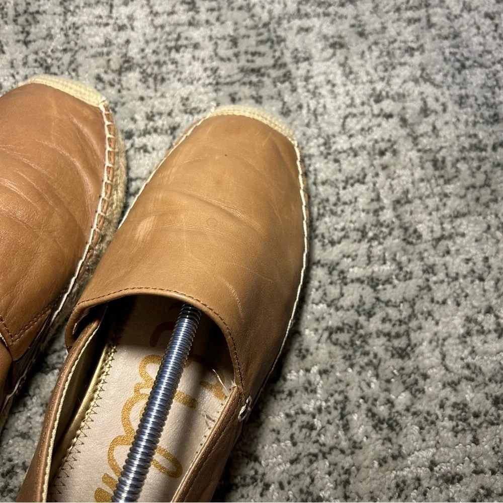 Sam Edelman Brown Kesia Espadrille Leather Slip-On Loafers Size 9.5